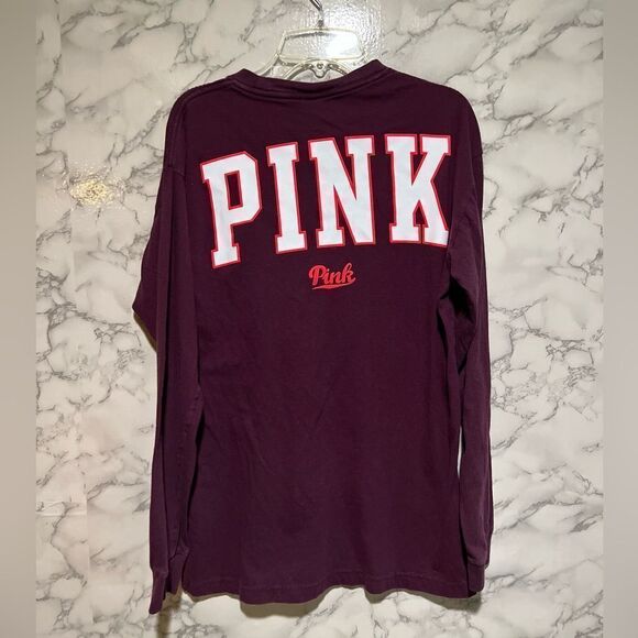 PINK Victorias Secret Shirt Extra Small Red Burgundy Relaxed Long Sleeve Womens - Picture 7 of 7